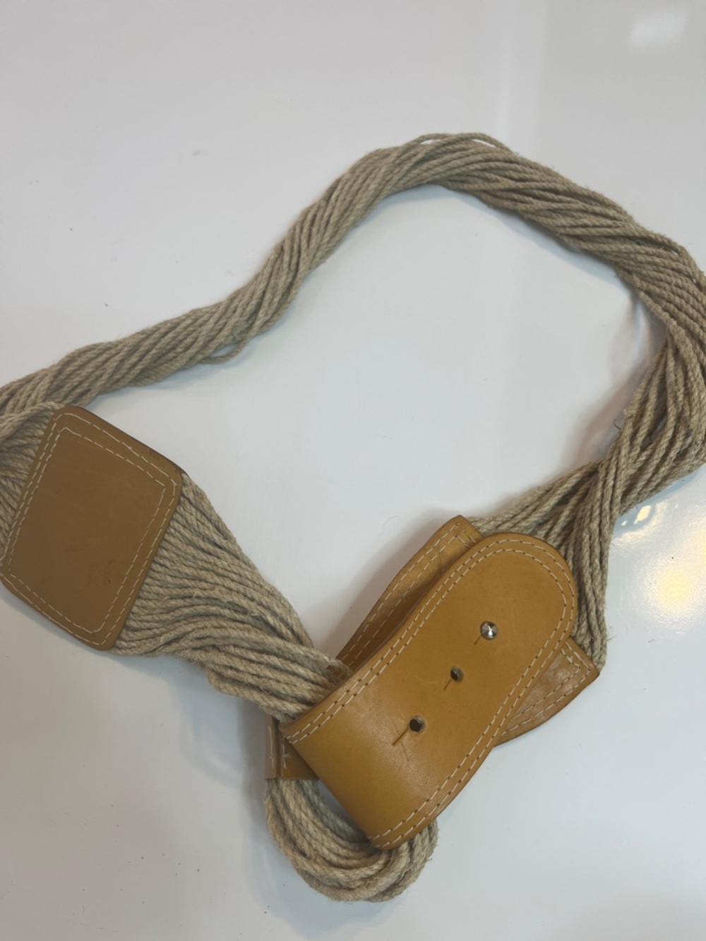 Tan Leather and Rope Belt Echo Boho